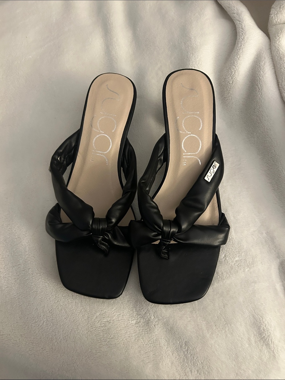 Sugar Black Knotted Slide Mules